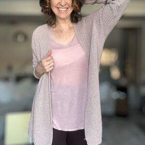 Cotton Blend Cardigan Sweater - Dusty Pink